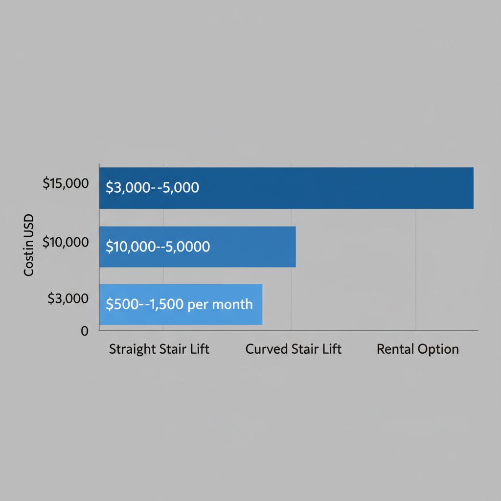 Horizontal bar chart illustrating average costs of different types of stair chair lifts in USD.